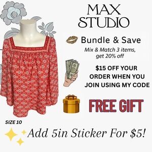 Max Studio Boho Babe Top ❤️ | Size SM/MD | Free Gift 🎁 + Bundle Deals 🔥